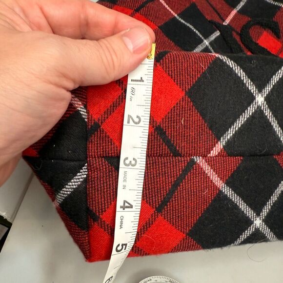 Victoria’s Secret Argyle Plaid Red Black Shopper Tote Bag VS Logo 15×11×5 - Picture 14 of 14